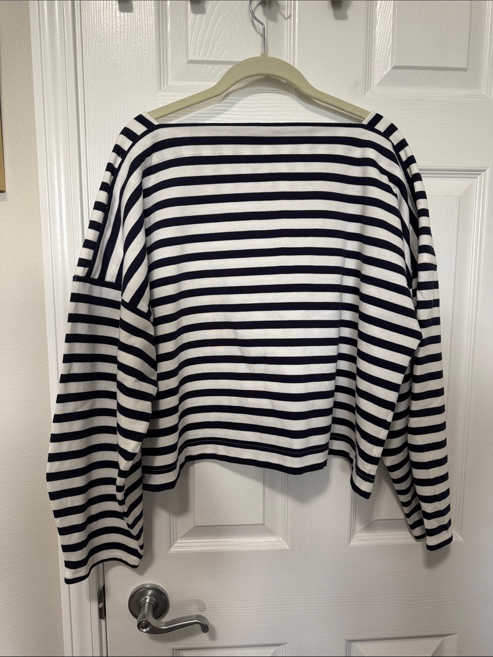 Maeve Anthropologie Pieced long sleeve striped shirt navy/white Sz M NWT - Picture 8 of 8